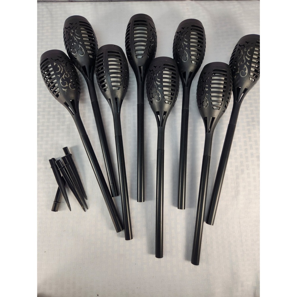 NEW! 8 Pack Flickering Flame Solar Torch Lights Outdoor Garden Decor‎ Waterproof